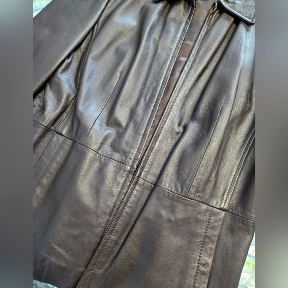Croft & Barrow Lambskin leather mid length Brown zip front Women's Size XL - Picture 8 of 10